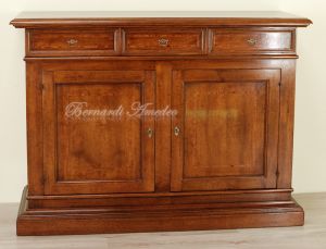 Credenza arte povera in legno massello di noce con intarsio in bois de rose